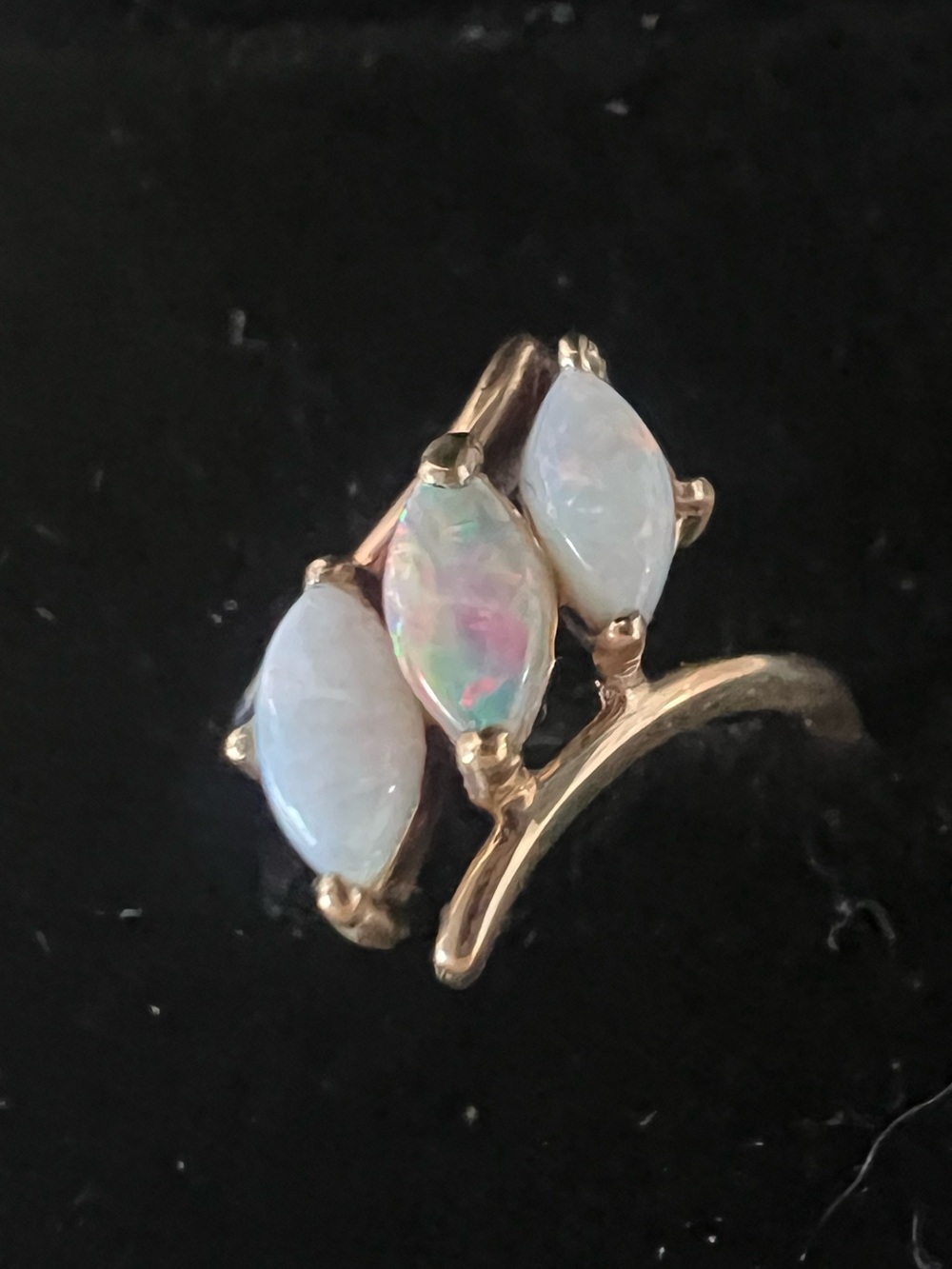 Opal Marquise Cluster Ring in Gold Tone - White Opal